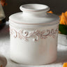 White Linen Antique Butter Bell crock - BB-AQWH