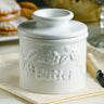 Classic White Raised Floral Butter Bell Crock-BB-WRFS